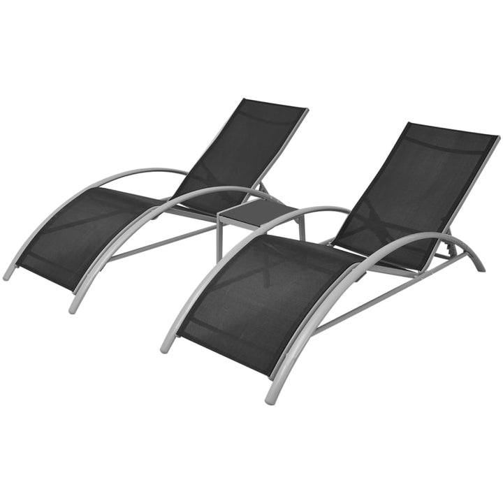 Solsängar Med Bord Aluminium Svart