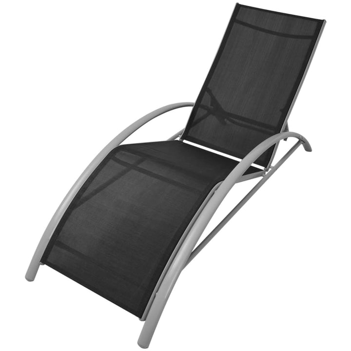 Solsängar Med Bord Aluminium Svart