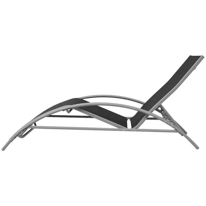 Solsängar Med Bord Aluminium Svart