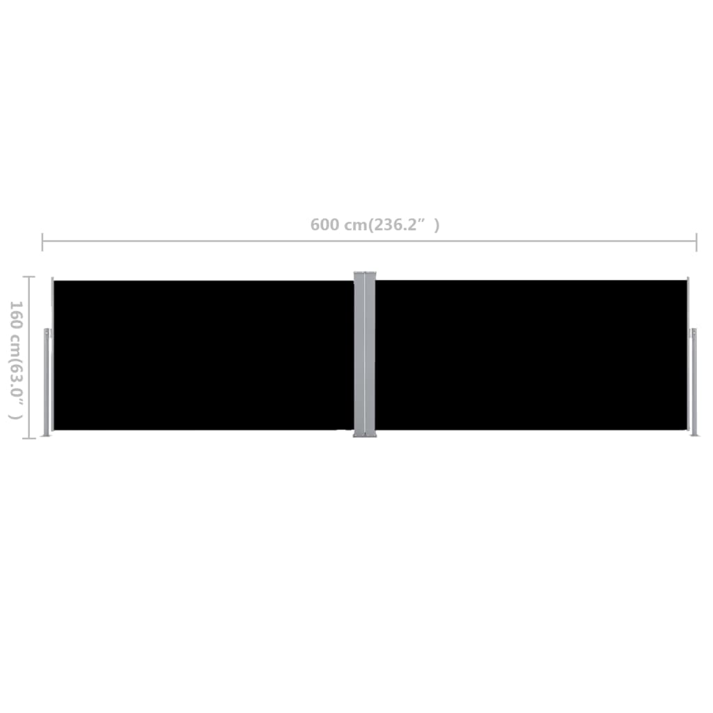 Infällbar Sidomarkis Svart 160X600 Cm