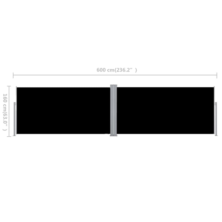 Infällbar Sidomarkis Svart 160X600 Cm