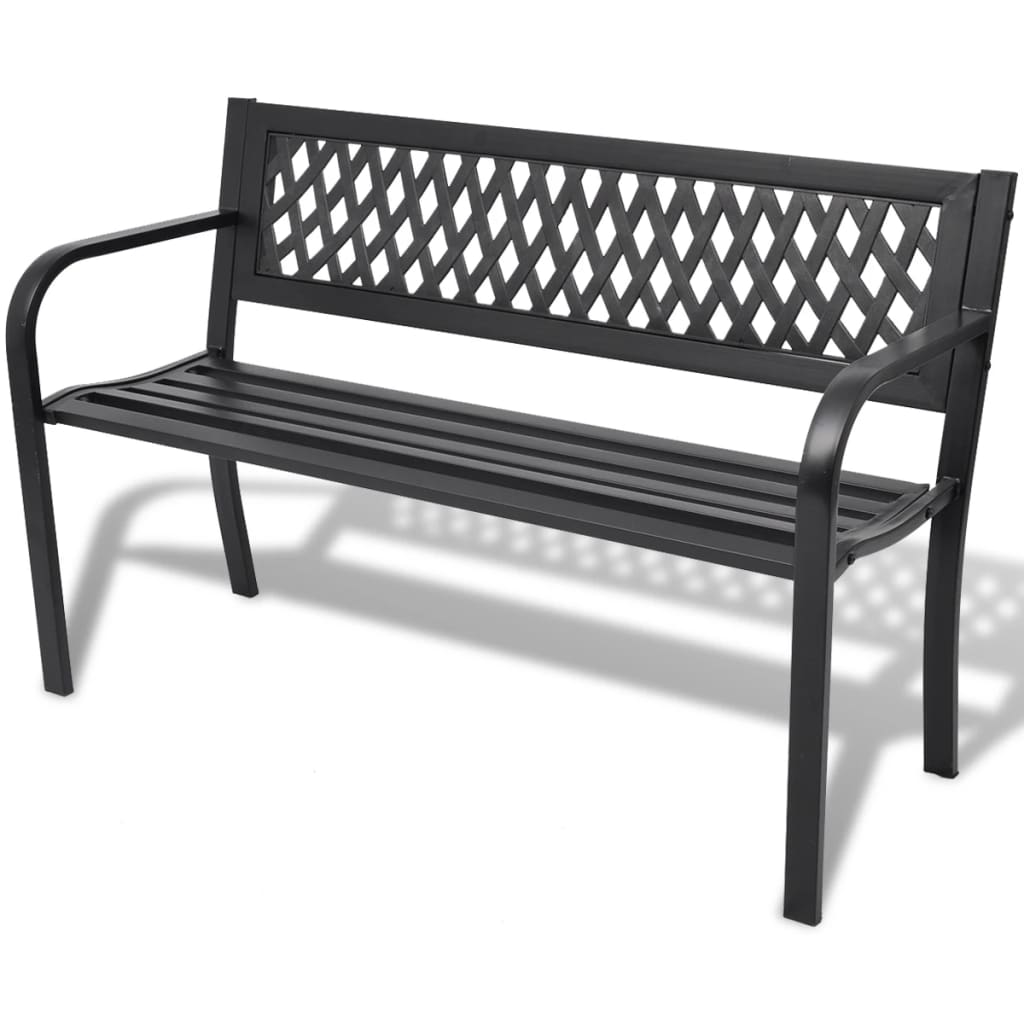 Trädgårdsbänk 118 Cm Stål Svart