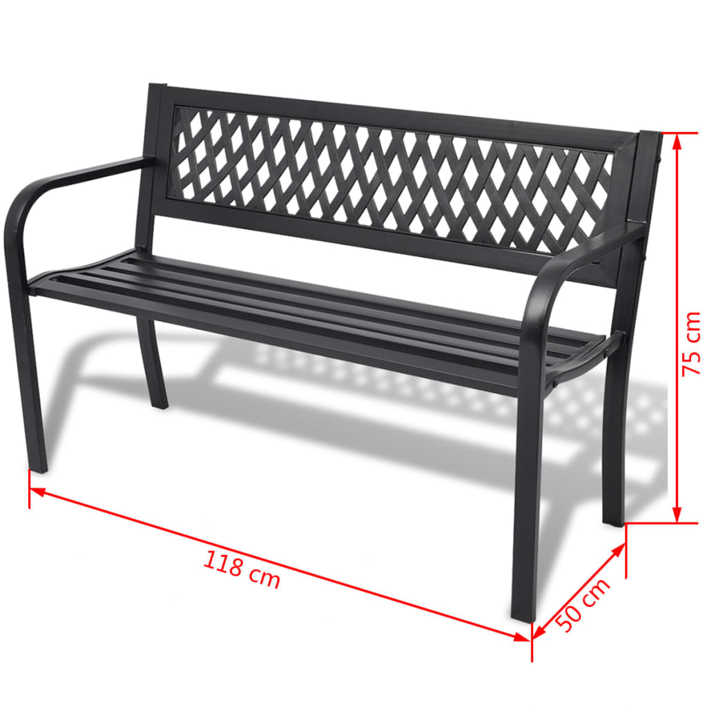 Trädgårdsbänk 118 Cm Stål Svart