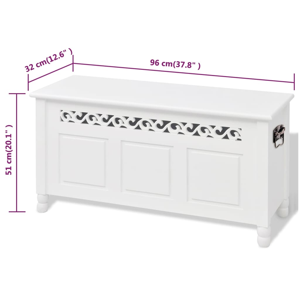 Förvaringsbänk Barockstil Mdf Vit