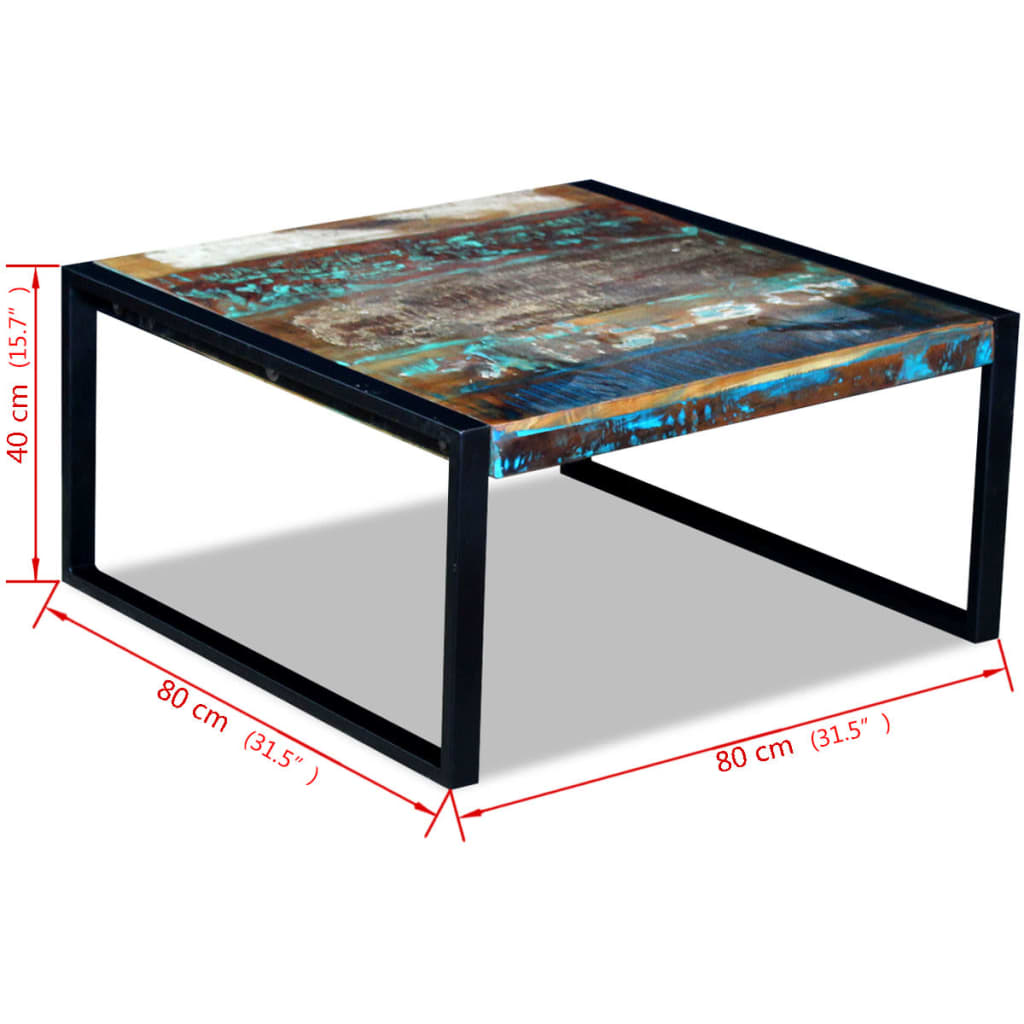 Soffbord Återvunnet Massivt Trä 80X80X40 Cm