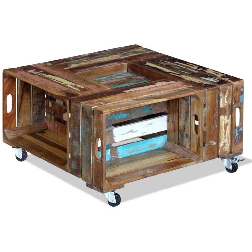 Soffbord Massivt Återvunnet Trä 70X70X35 Cm