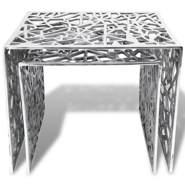 Tvådelat Sats-Sidobord Fyrkantigt Aluminium Silver