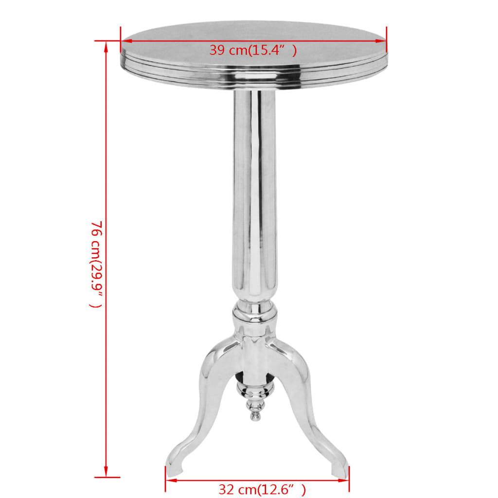 Runt Sidobord Aluminium Silver