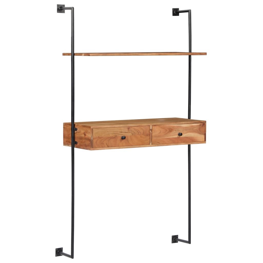 Väggmonterat Skrivbord 90X40X170 Cm Massivt Akaciaträ