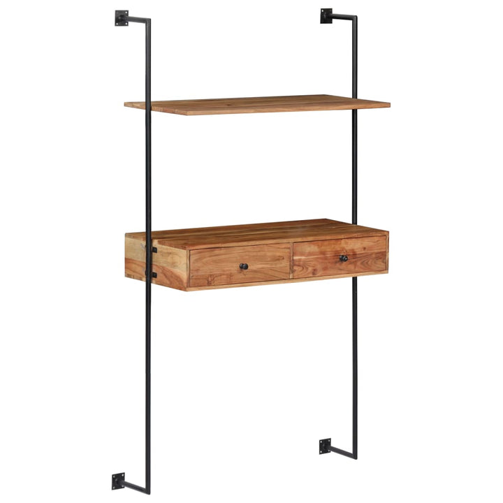 Väggmonterat Skrivbord 90X40X170 Cm Massivt Akaciaträ