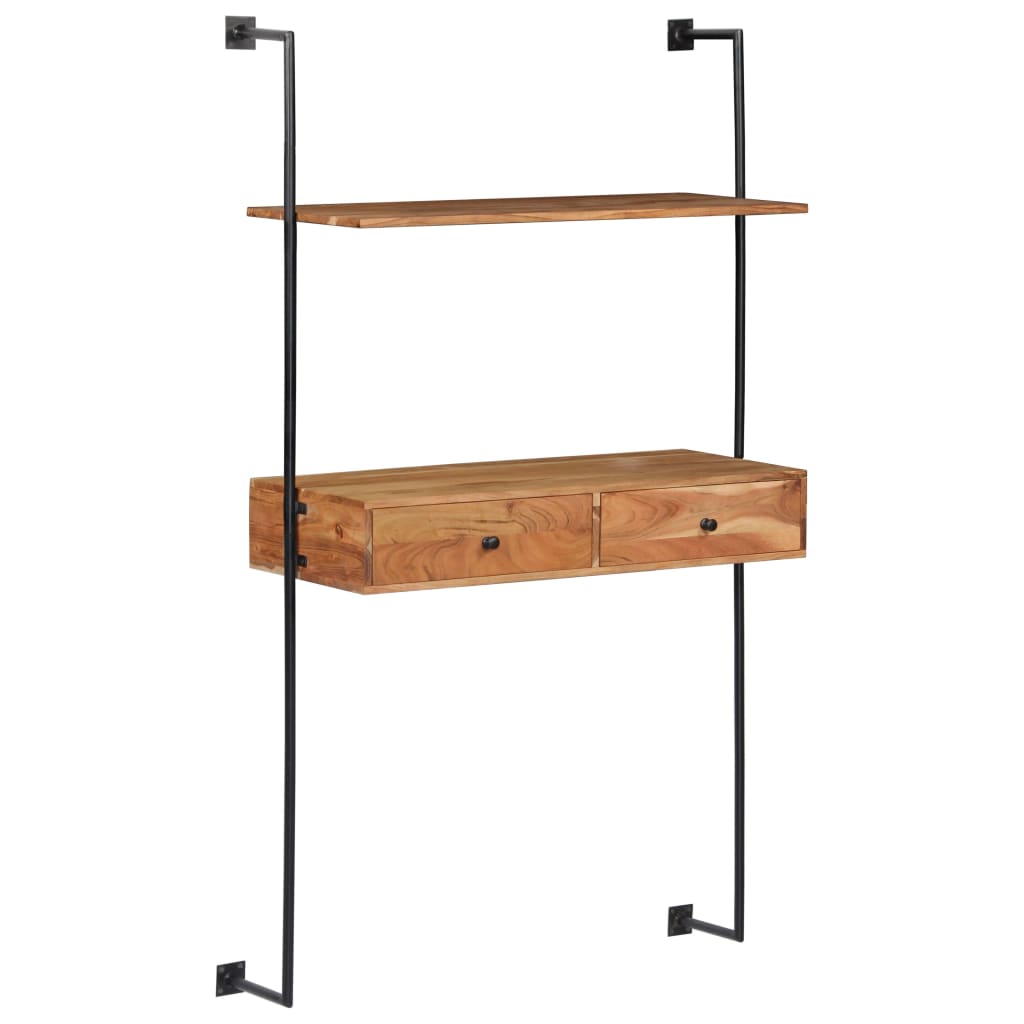 Väggmonterat Skrivbord 90X40X170 Cm Massivt Akaciaträ