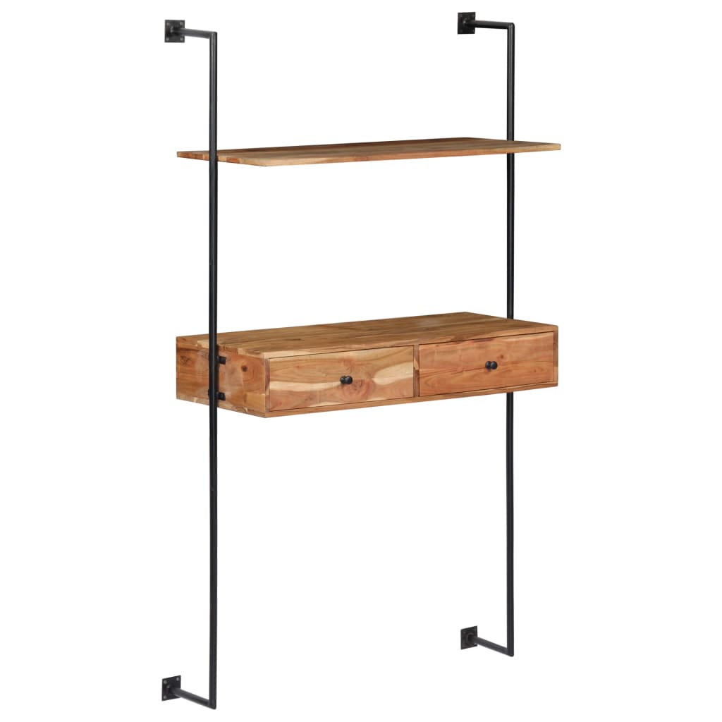 Väggmonterat Skrivbord 90X40X170 Cm Massivt Akaciaträ