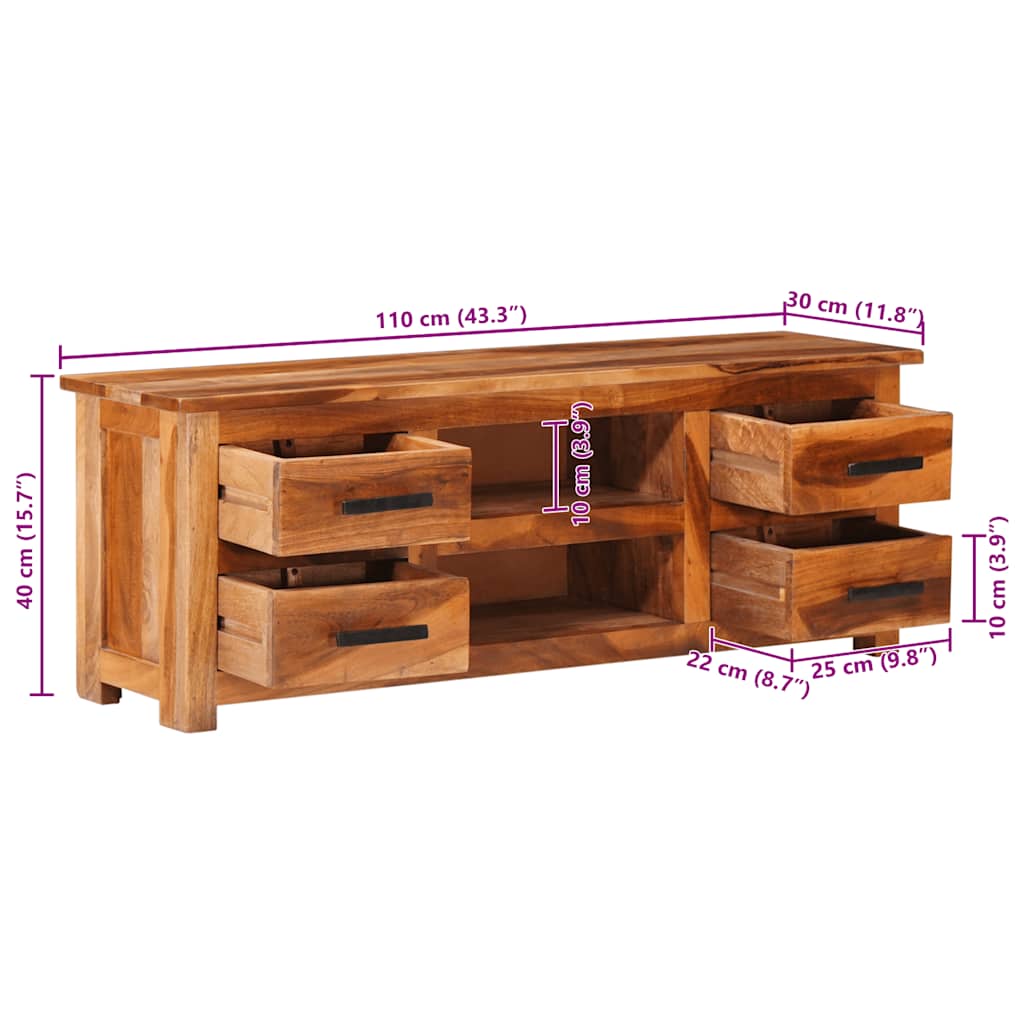 Tv-Bänk 110X30X40 Cm Massivt Trä