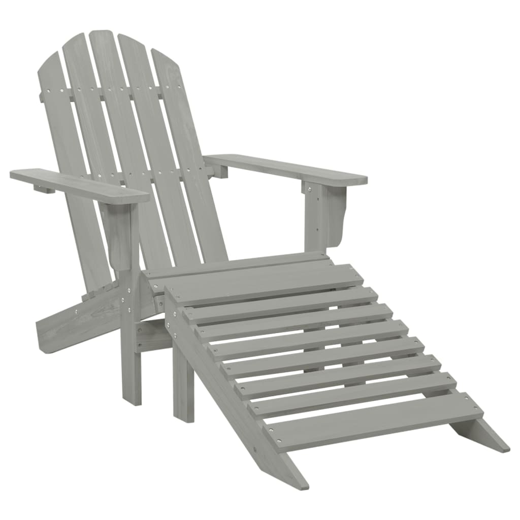 Adirondackstol Med Fotpall Massivt Granträ