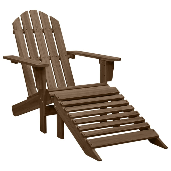 Adirondackstol Med Fotpall Massivt Granträ