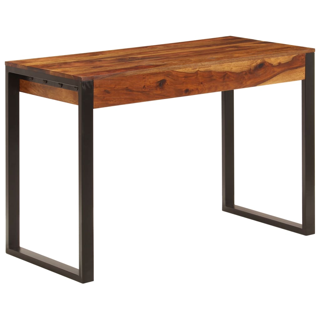 Skrivbord 110X55X78 Cm Massivt Sheshamträ Och Stål