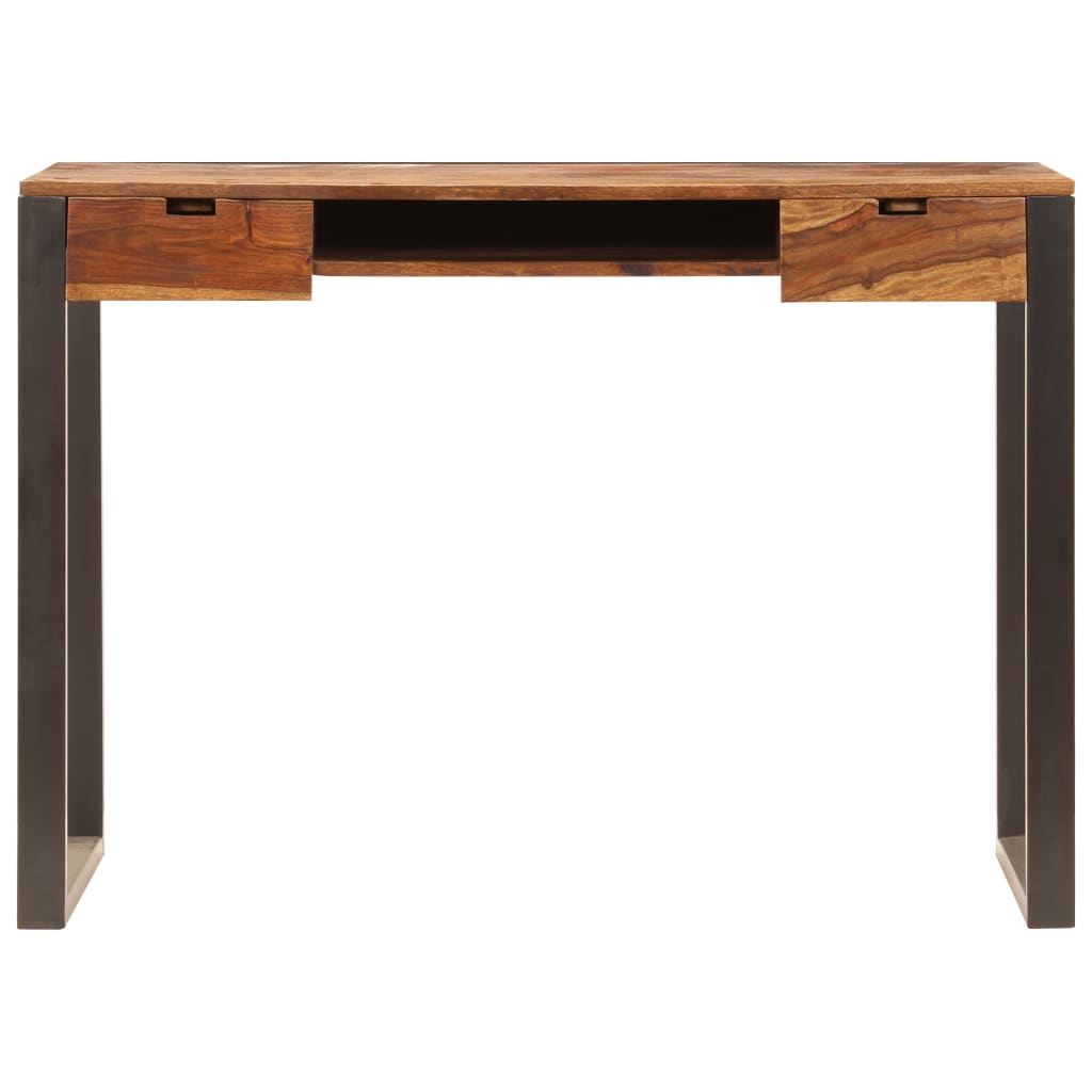 Skrivbord 110X55X78 Cm Massivt Sheshamträ Och Stål