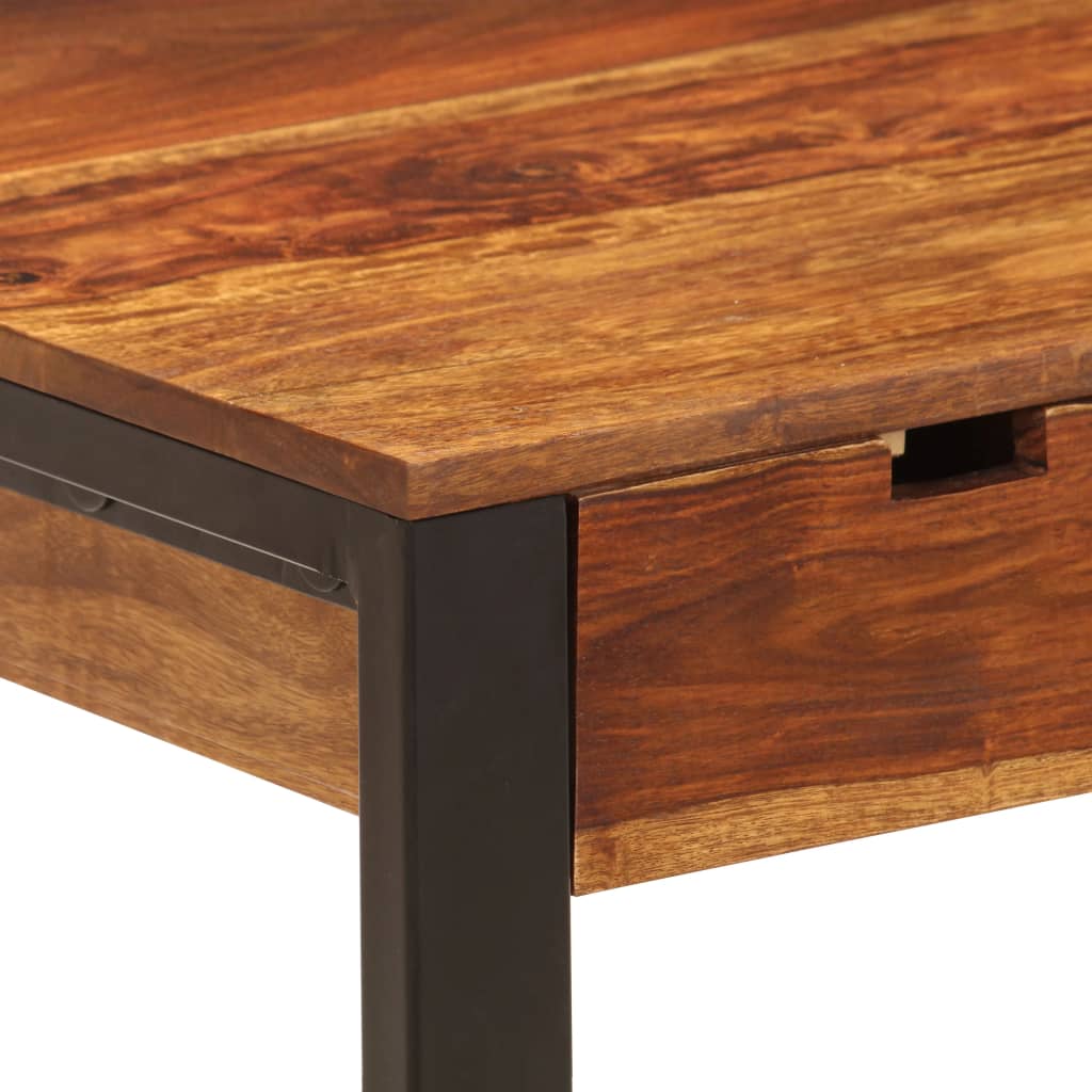 Skrivbord 110X55X78 Cm Massivt Sheshamträ Och Stål