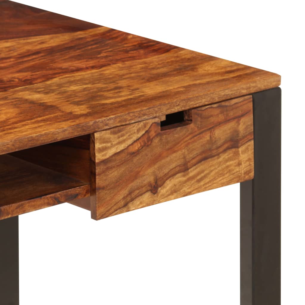Skrivbord 110X55X78 Cm Massivt Sheshamträ Och Stål