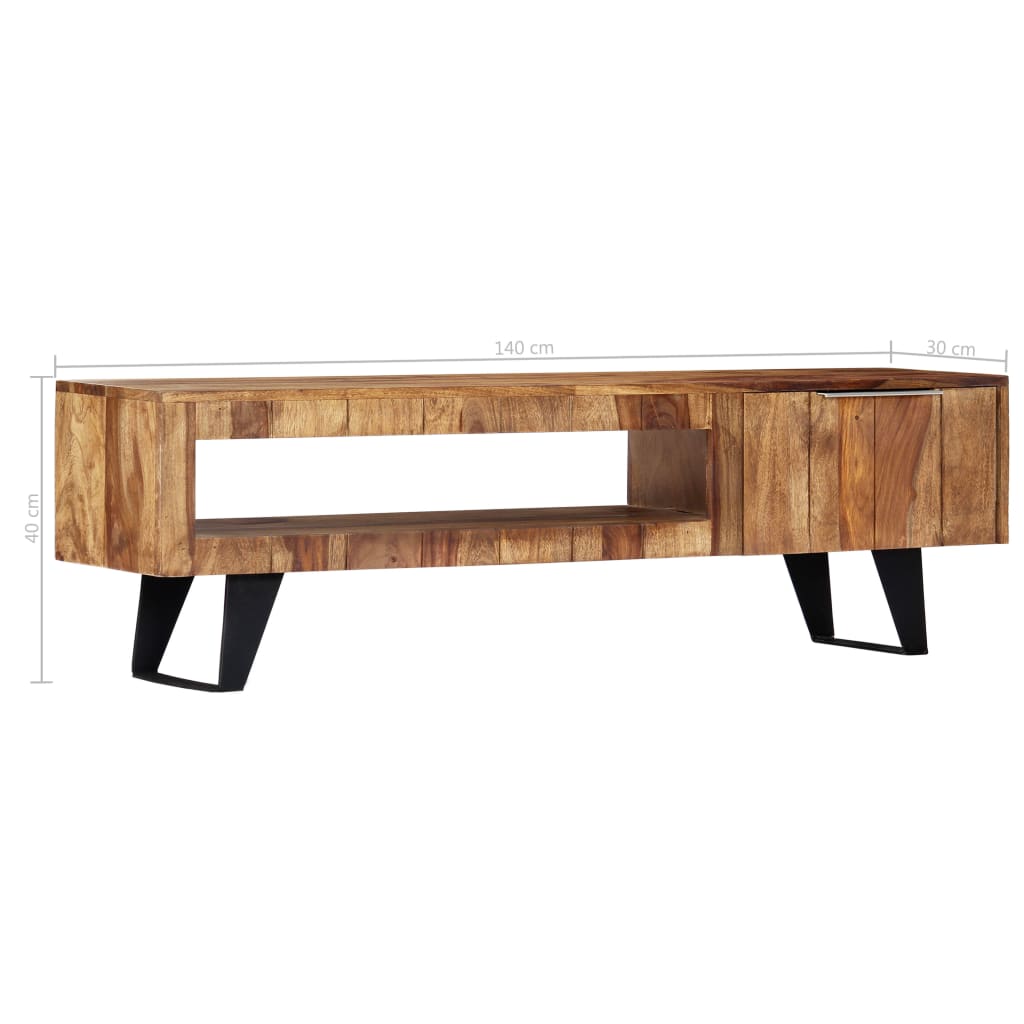 Tv-Bänk 140X30X40 Cm Massivt Sheshamträ