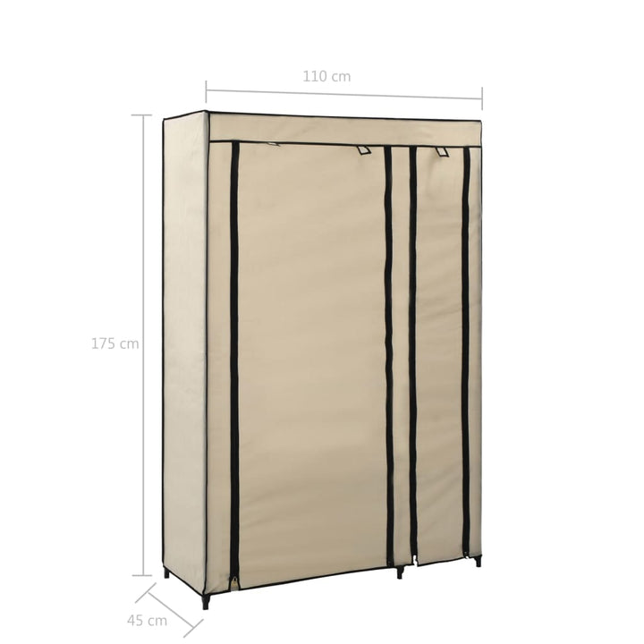 Resegarderob Gräddvit 110X45X175 Cm Tyg
