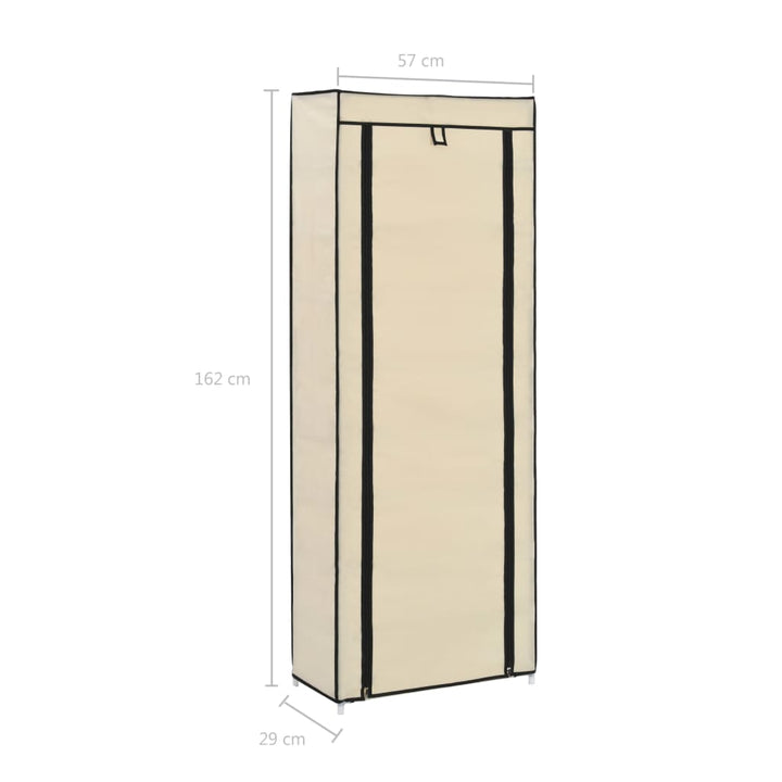 Skoförvaring Med Överdrag Gräddvit 57X29X162 Cm Tyg