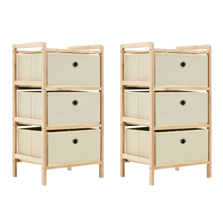 Förvaringshyllor 2 St Med 5 Tygkorgar Cederträ Beige