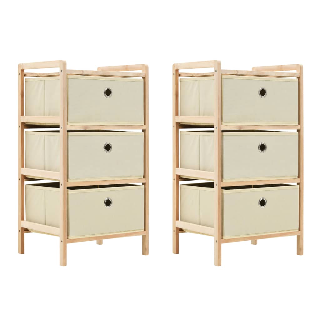 Förvaringshyllor 2 St Med 5 Tygkorgar Cederträ Beige