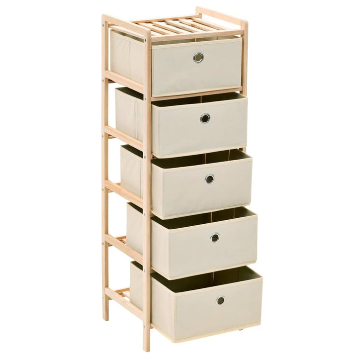 Förvaringshyllor 2 St Med 5 Tygkorgar Cederträ Beige