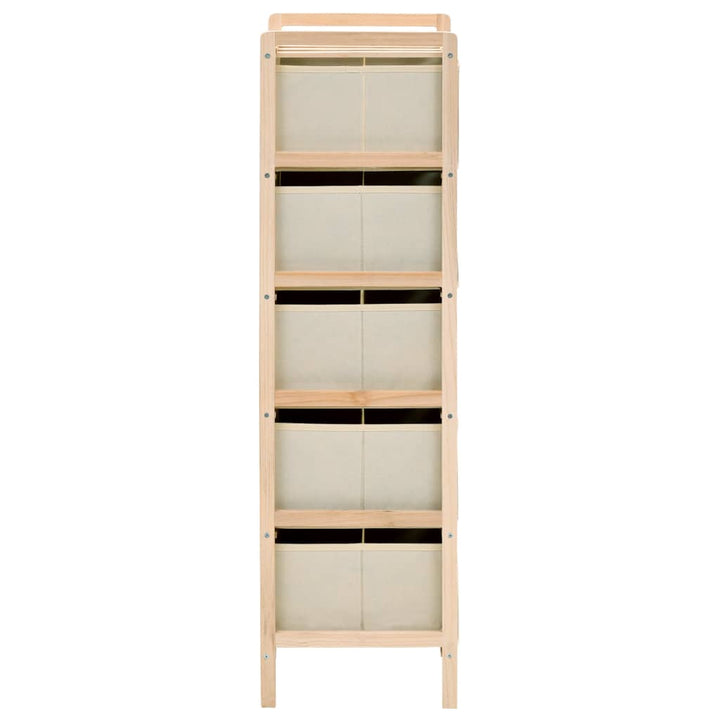Förvaringshyllor 2 St Med 5 Tygkorgar Cederträ Beige