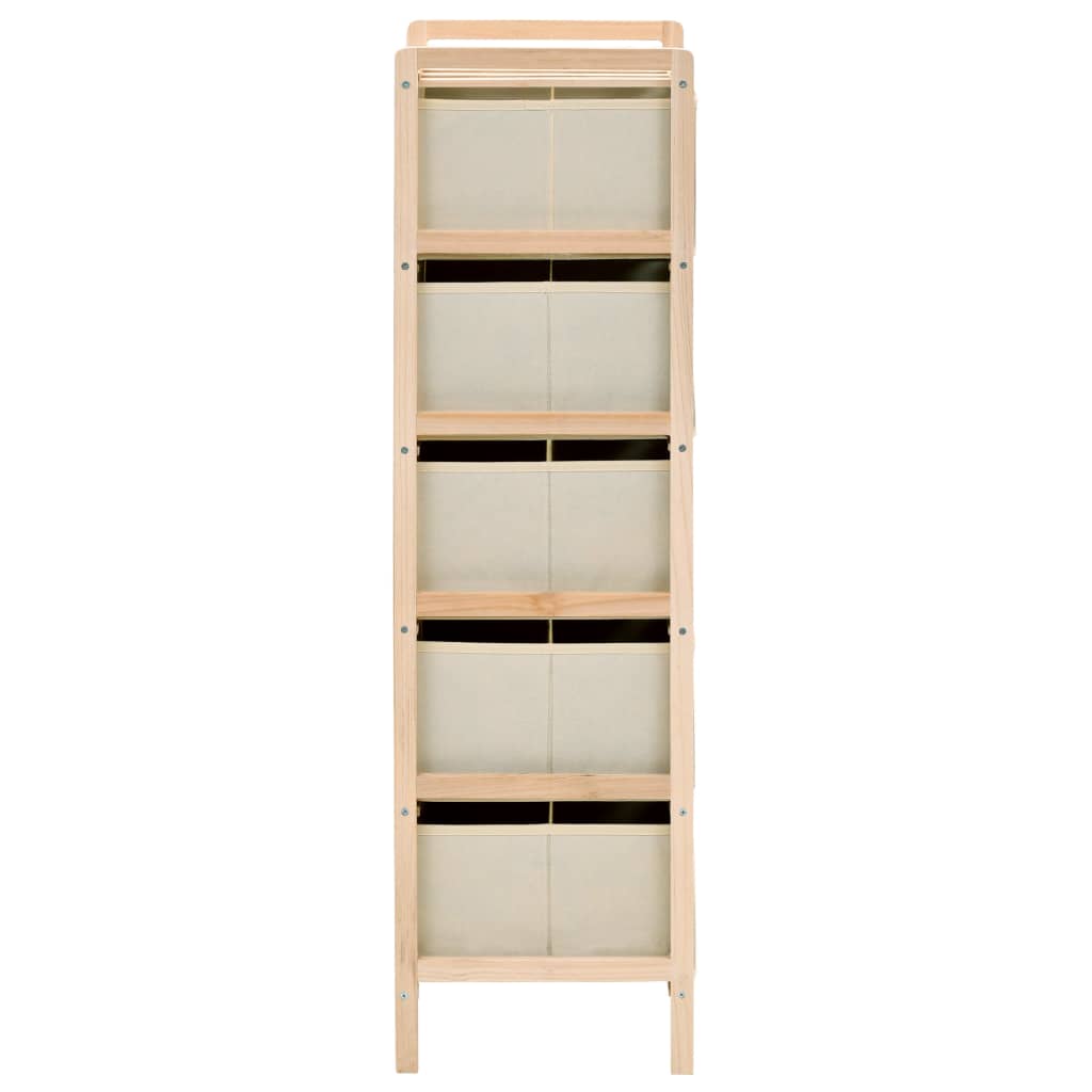 Förvaringshyllor 2 St Med 5 Tygkorgar Cederträ Beige
