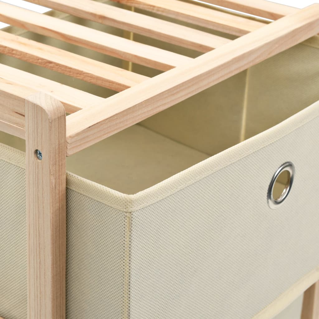 Förvaringshyllor 2 St Med 5 Tygkorgar Cederträ Beige