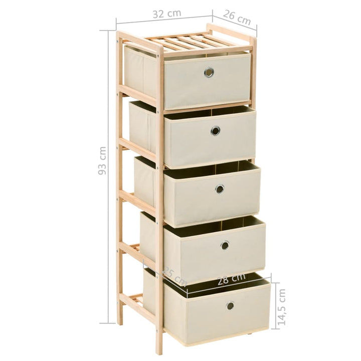 Förvaringshyllor 2 St Med 5 Tygkorgar Cederträ Beige
