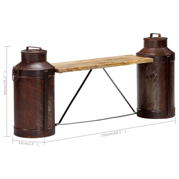 Bänk Mjölkflaskor 150X33X64 Cm Massivt Mangoträ