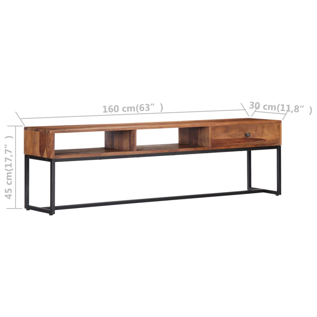 Tv-Bänk 160X30X45 Cm Massivt Sheshamträ