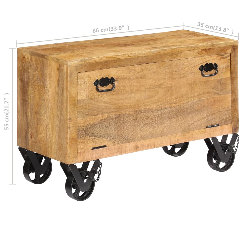 Skoskåp 86X35X55 Cm Massivt Mangoträ