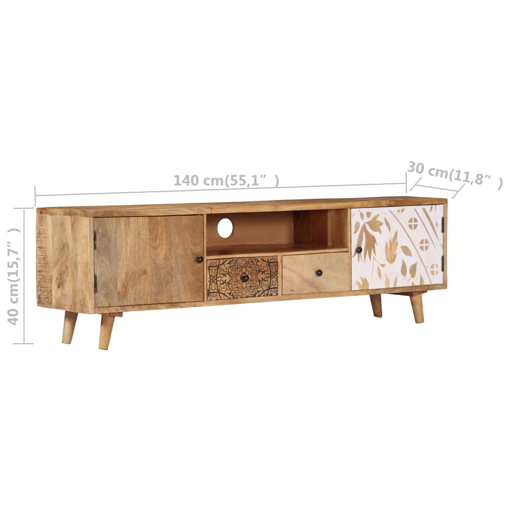 Tv-Bänk 140X30X40 Cm Massivt Mangoträ