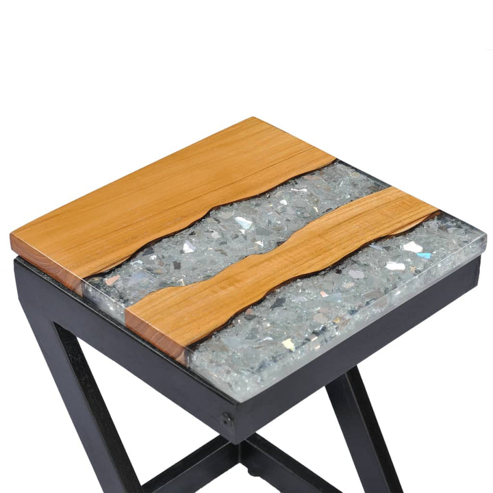 Soffbord 30X30X50 Cm Massivt Teakträ Och Polyresin
