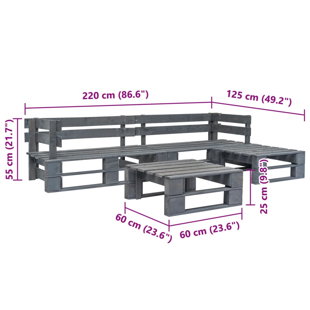 Pallsoffa Set 4 Delar Trä