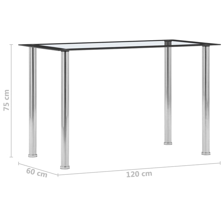 Matbord Svart Och Transparent 120X60X75 Cm Härdat Glas