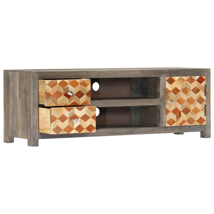 Tv-Bänk Grå 120X30X40 Cm Massivt Mangoträ