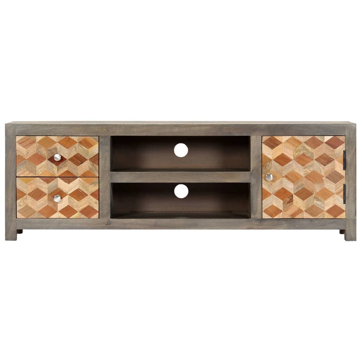 Tv-Bänk Grå 120X30X40 Cm Massivt Mangoträ
