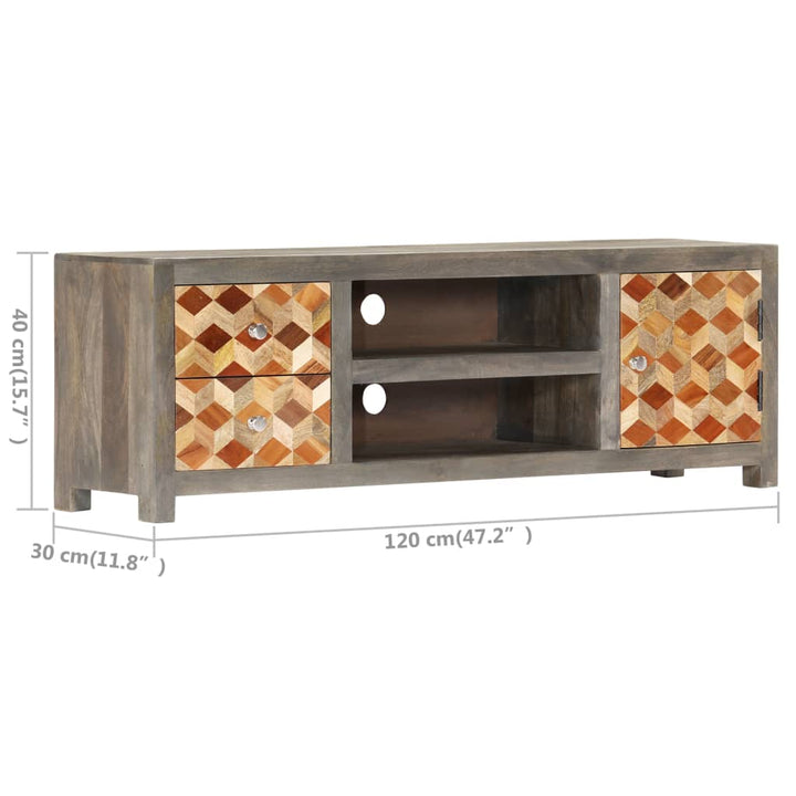 Tv-Bänk Grå 120X30X40 Cm Massivt Mangoträ