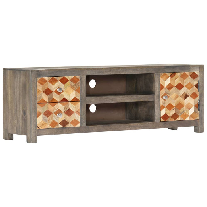 Tv-Bänk Grå 120X30X40 Cm Massivt Mangoträ