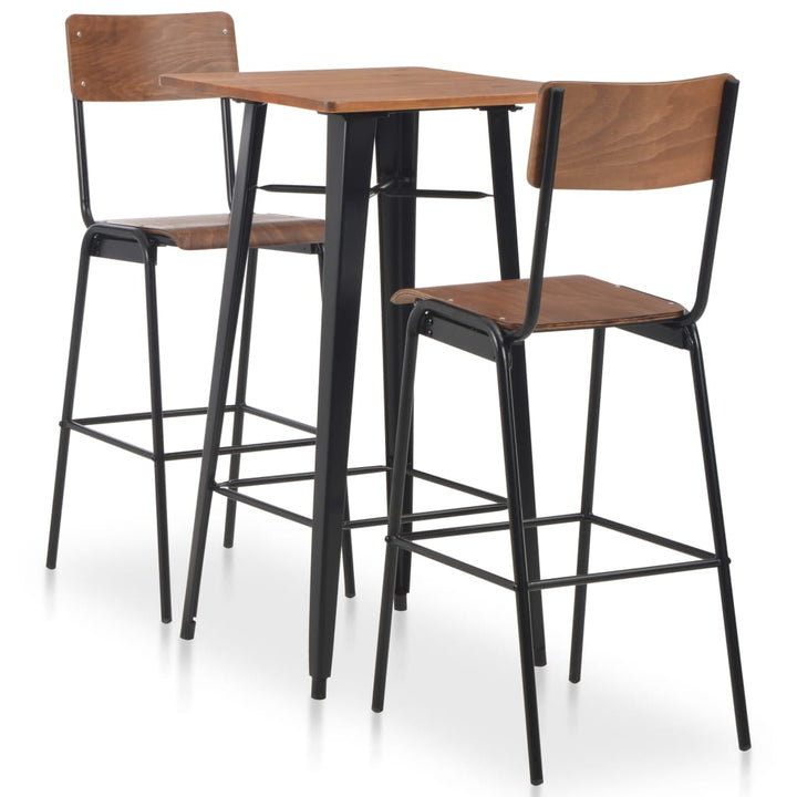 Bargrupp 3 Delar Stål Brun Svart