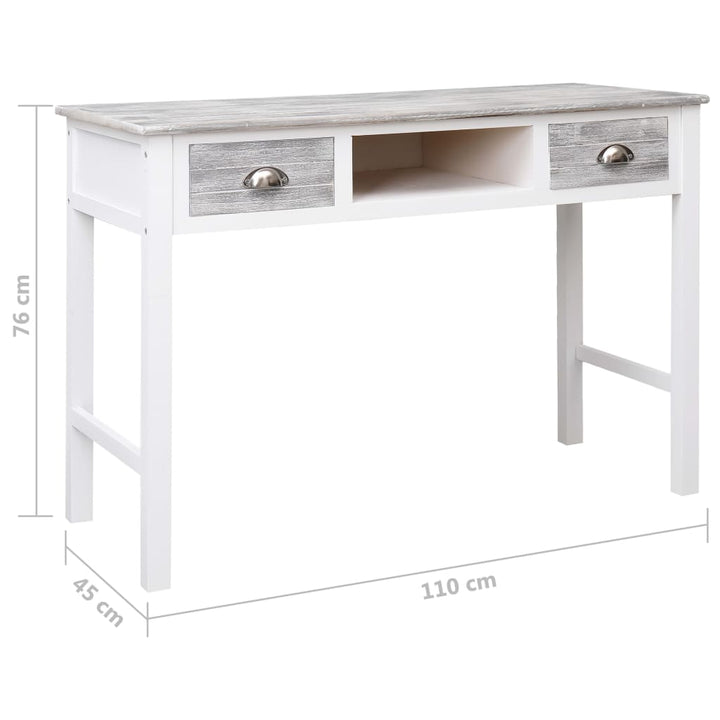 Skrivbord Grå 110X45X76 Cm Trä