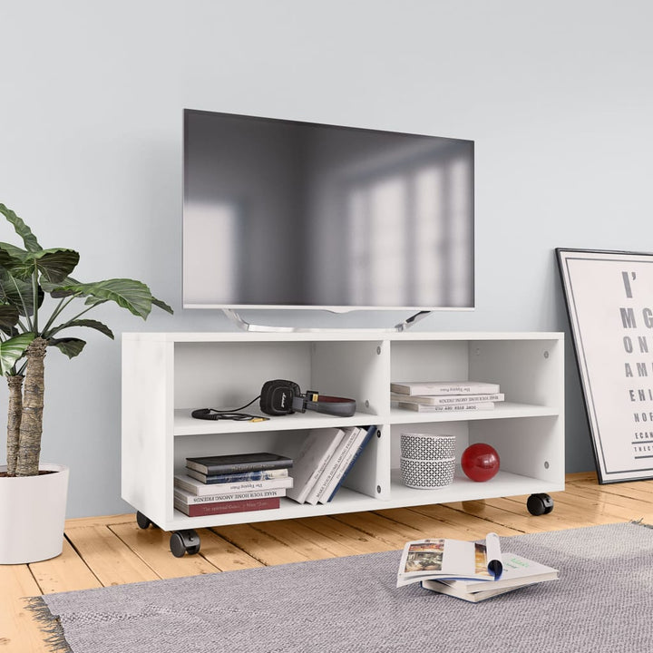 Tv-Bänk Med Hjul 90X35X35 Cm Konstruerat Trä
