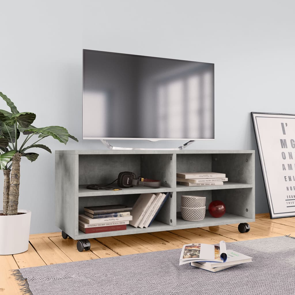 Tv-Bänk Med Hjul 90X35X35 Cm Konstruerat Trä