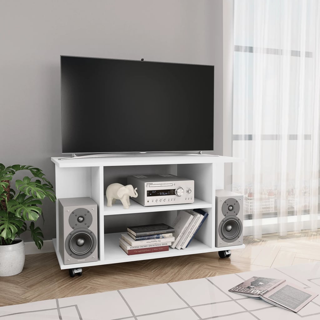 Tv-Bänk Med Hjul 80X40X45 Cm Konstruerat Trä