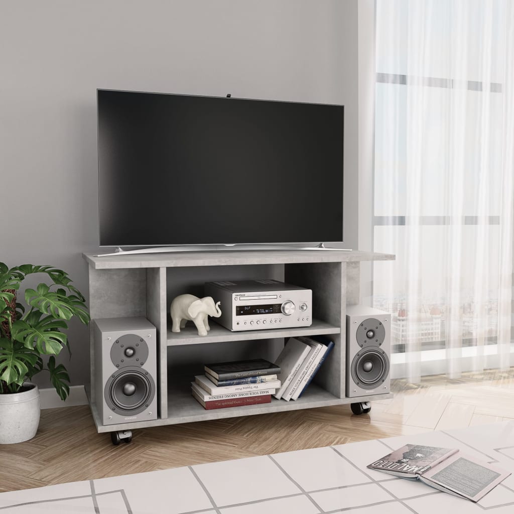 Tv-Bänk Med Hjul 80X40X45 Cm Konstruerat Trä